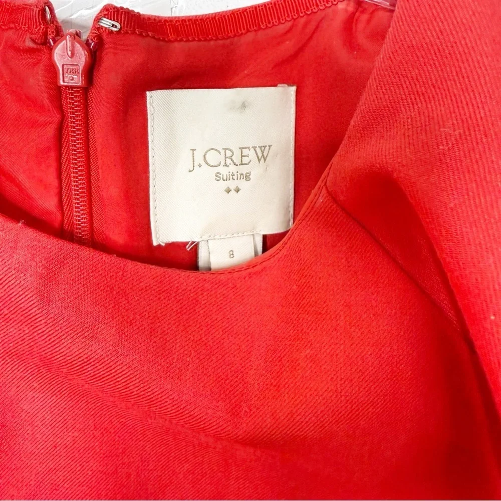 J. CREW | Suiting Red Flutter Cap Sleeve in Warm Cerise Red Wool Dress Sz. 8